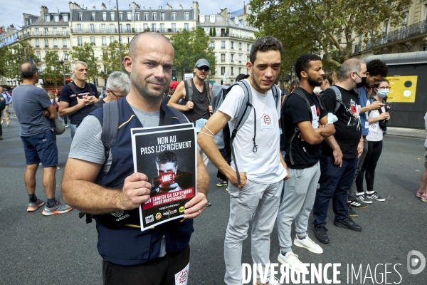 Manifestants syndicaux contre le pass sanitaire