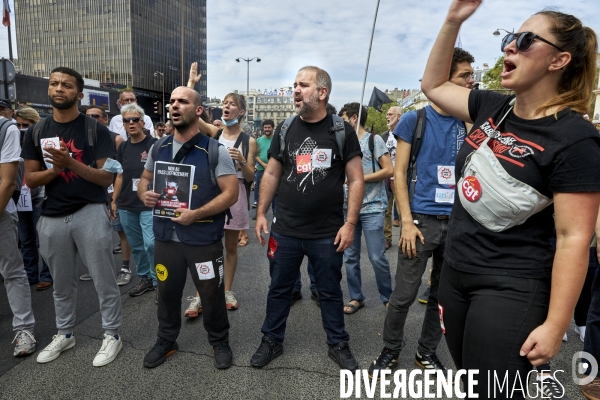 Manifestants syndicaux contre le pass sanitaire