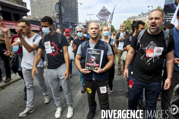 Manifestants syndicaux contre le pass sanitaire