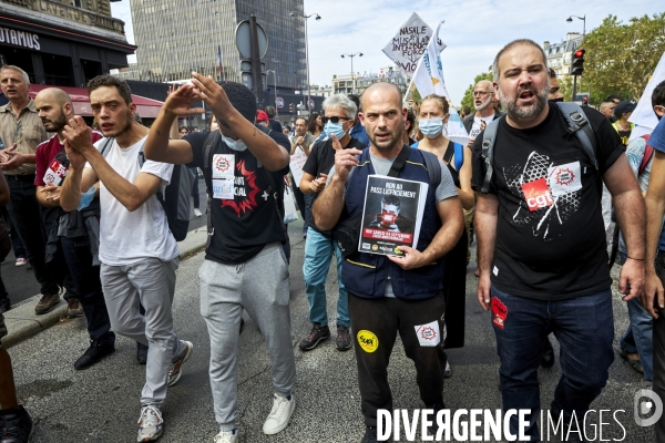 Manifestants syndicaux contre le pass sanitaire