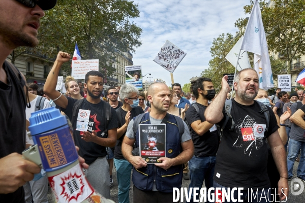 Manifestants syndicaux contre le pass sanitaire