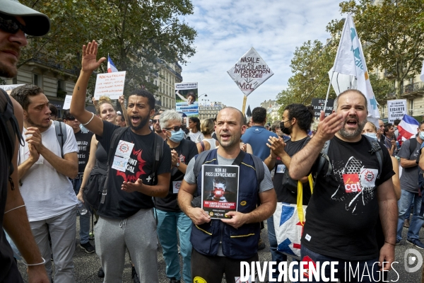 Manifestants syndicaux contre le pass sanitaire