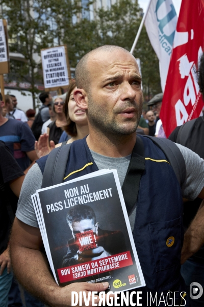 Manifestants syndicaux contre le pass sanitaire