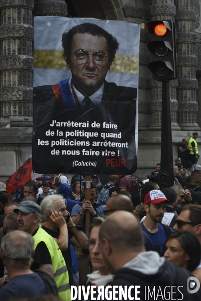 Manifestation contre le passe sanitaire QR code, à Paris le 11 septembre 2021. Demonstration against sanitary pass.