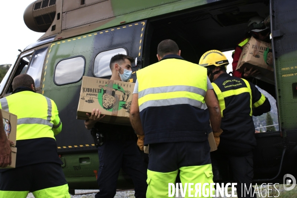 Au lendemain du passage de la tempête Alex le 2/10/2020 un pont aérien est mis en oeuvre pour évacuer les sinistrés et acheminer vivres et matériels. Environ 30 hélicoptères et 300 rotations quotidienne