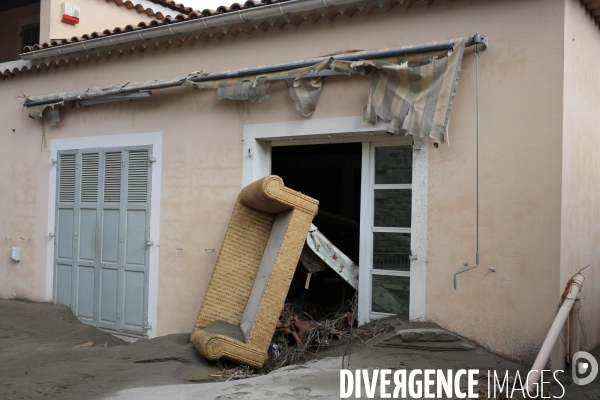 Breil sur Roya le 04/10/2020.Une des maisons pres de la rive du fleuve envahie par les sediments