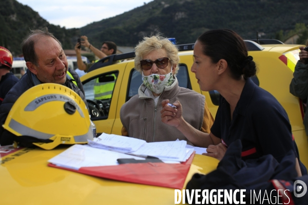 Breil sur Roya le 06/10/2020 ,  Georges 63 ans  et Marcelle Settinelli 84 ans ont ete heliporté depuis le village de la Brigue.