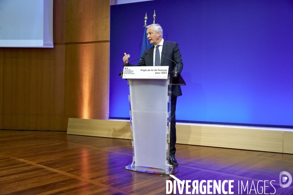 Bruno Le Maire , ministre de l économie, Olivier Dussopt Ministre chargé des Comptes publics, Presentation du Projet de loi de Finances PLF