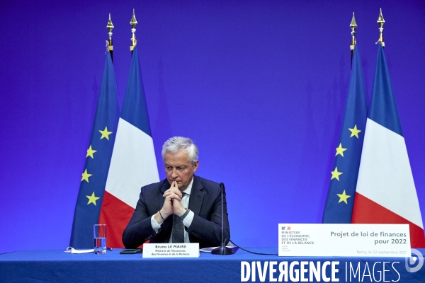 Bruno Le Maire , ministre de l économie, Olivier Dussopt Ministre chargé des Comptes publics, Presentation du Projet de loi de Finances PLF