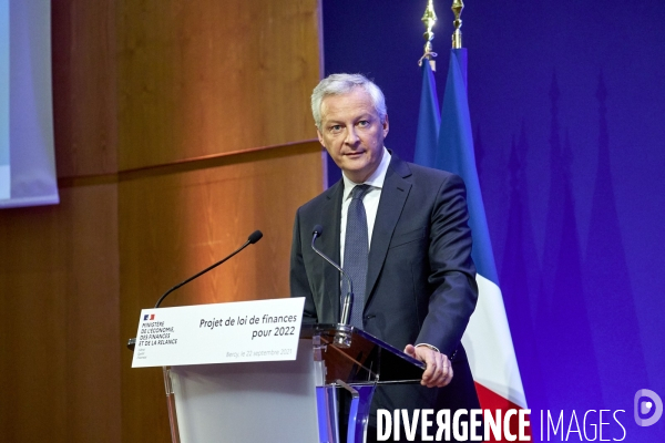 Bruno Le Maire , ministre de l économie, Olivier Dussopt Ministre chargé des Comptes publics, Presentation du Projet de loi de Finances PLF