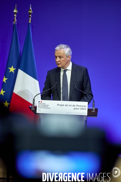 Bruno Le Maire , ministre de l économie, Olivier Dussopt Ministre chargé des Comptes publics, Presentation du Projet de loi de Finances PLF