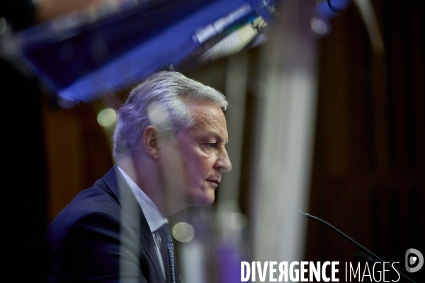 Bruno Le Maire , ministre de l économie, Olivier Dussopt Ministre chargé des Comptes publics, Presentation du Projet de loi de Finances PLF