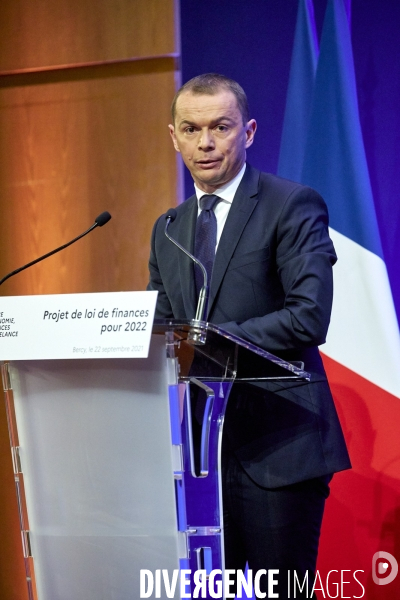 Bruno Le Maire , ministre de l économie, Olivier Dussopt Ministre chargé des Comptes publics, Presentation du Projet de loi de Finances PLF