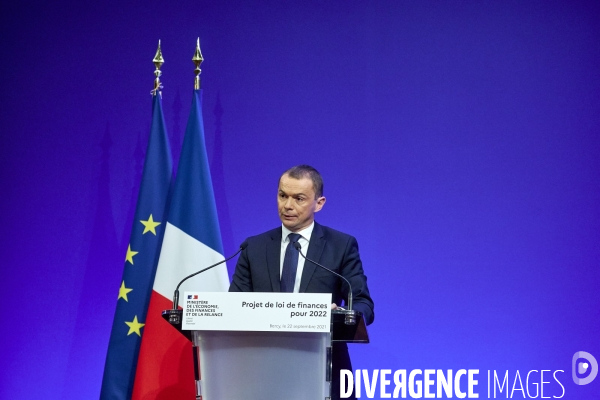 Bruno Le Maire , ministre de l économie, Olivier Dussopt Ministre chargé des Comptes publics, Presentation du Projet de loi de Finances PLF