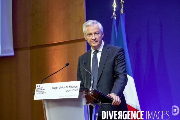 Bruno Le Maire , ministre de l économie, Olivier Dussopt Ministre chargé des Comptes publics, Presentation du Projet de loi de Finances PLF