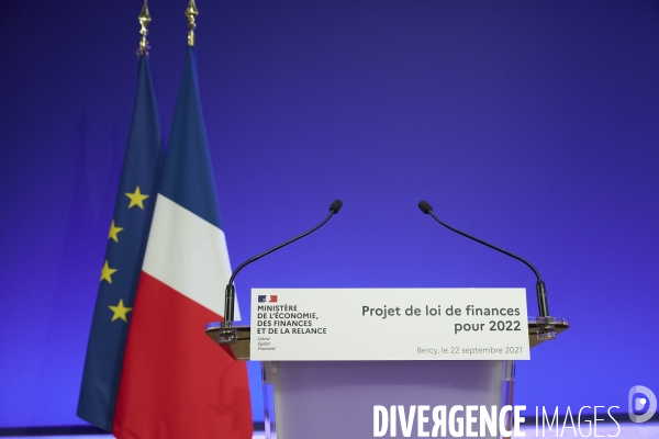 Bruno Le Maire , ministre de l économie, Olivier Dussopt Ministre chargé des Comptes publics, Presentation du Projet de loi de Finances PLF