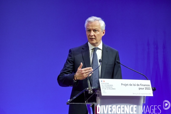 Bruno Le Maire , ministre de l économie, Olivier Dussopt Ministre chargé des Comptes publics, Presentation du Projet de loi de Finances PLF