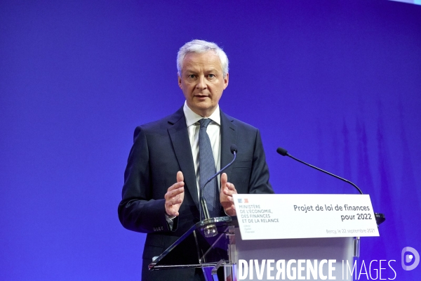 Bruno Le Maire , ministre de l économie, Olivier Dussopt Ministre chargé des Comptes publics, Presentation du Projet de loi de Finances PLF