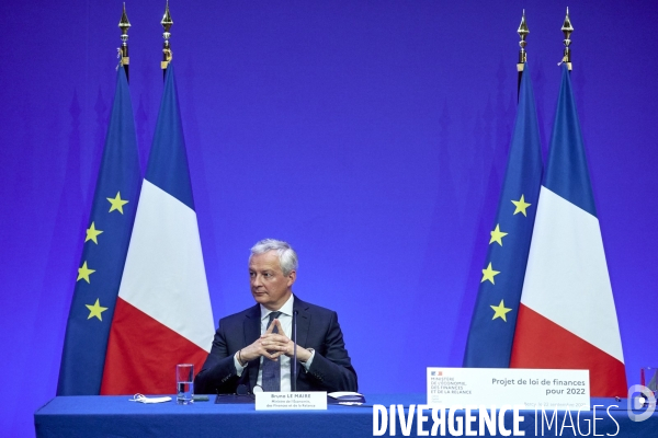 Bruno Le Maire , ministre de l économie, Olivier Dussopt Ministre chargé des Comptes publics, Presentation du Projet de loi de Finances PLF