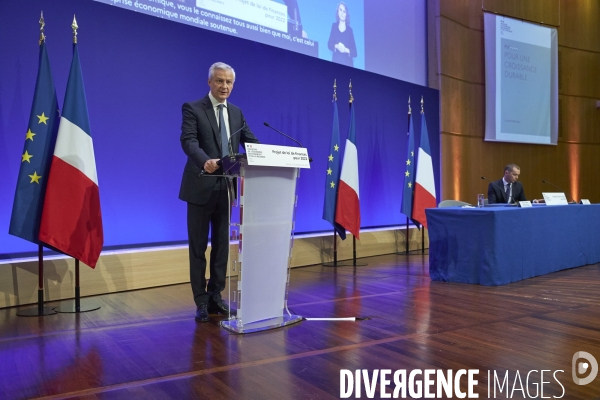 Bruno Le Maire , ministre de l économie, Olivier Dussopt Ministre chargé des Comptes publics, Presentation du Projet de loi de Finances PLF