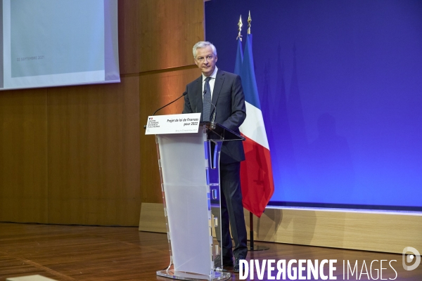 Bruno Le Maire , ministre de l économie, Olivier Dussopt Ministre chargé des Comptes publics, Presentation du Projet de loi de Finances PLF