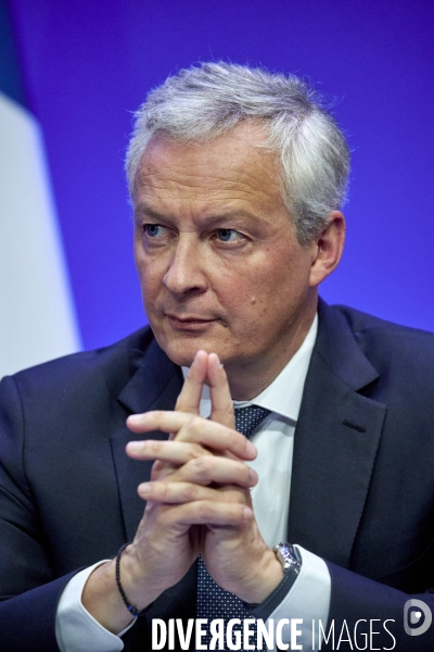 Bruno Le Maire , ministre de l économie, Olivier Dussopt Ministre chargé des Comptes publics, Presentation du Projet de loi de Finances PLF