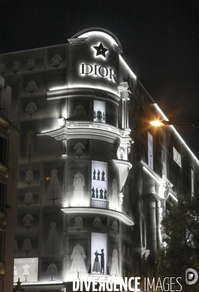 Boutique dior sur les champs elysees de nuit