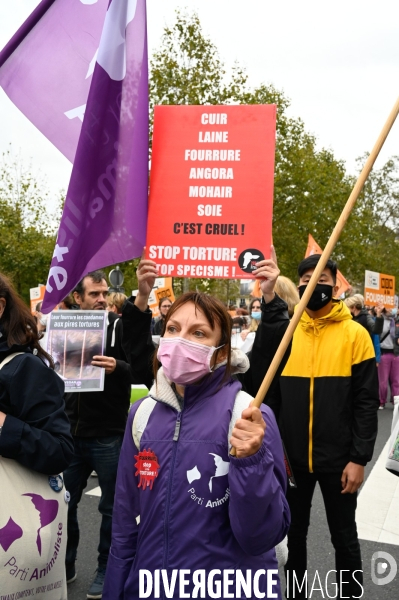 Cause animale :  Marche contre la fourrure et contre l exploitation des animaux pour leur peau. March Against Fur and the Exploitation of Animals for Their Skin.2021.