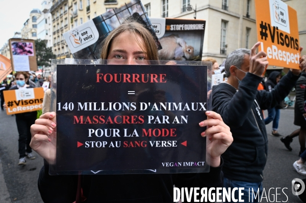 Cause animale :  Marche contre la fourrure et contre l exploitation des animaux pour leur peau. March Against Fur and the Exploitation of Animals for Their Skin.2021.