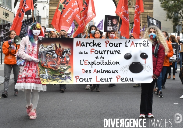 Cause animale :  Marche contre la fourrure et contre l exploitation des animaux pour leur peau. March Against Fur and the Exploitation of Animals for Their Skin.2021.