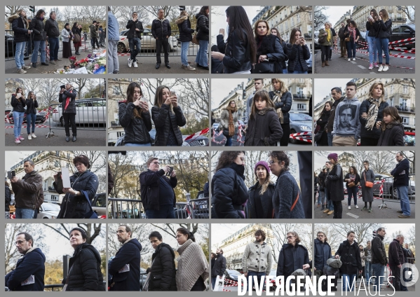 Portraits de la foule devant le Bataclan 1 mois après les attentats du 13 novembre 2015