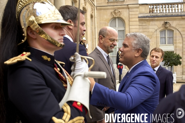 Emmanuel Macron, reception du president colombien Ivan  DUQUE