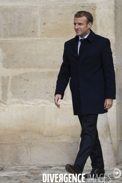 Cérémonie militaire présidée par Emmanuel MACRON aux Invalides.