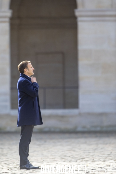 Cérémonie militaire présidée par Emmanuel MACRON aux Invalides.