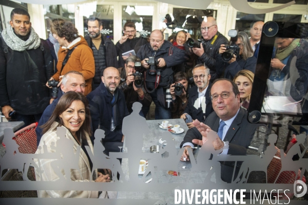 Anne Hidalgo et François HOLLANDE sur le marché de la gare de Tulle