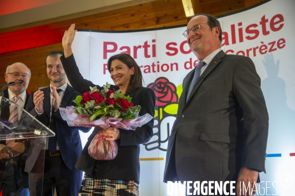 Anne HIDALGO et François Hollande à la fête de la rose de  Vénarsal à Malemort.