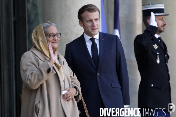 Emmanuel Macron recoit Mme Sheikh HASINA Presidente de la republique populaire du Bangladesh