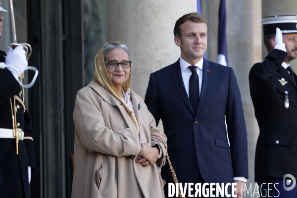 Emmanuel Macron recoit Mme Sheikh HASINA Presidente de la republique populaire du Bangladesh