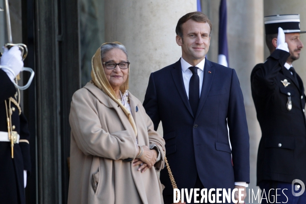 Emmanuel Macron recoit Mme Sheikh HASINA Presidente de la republique populaire du Bangladesh
