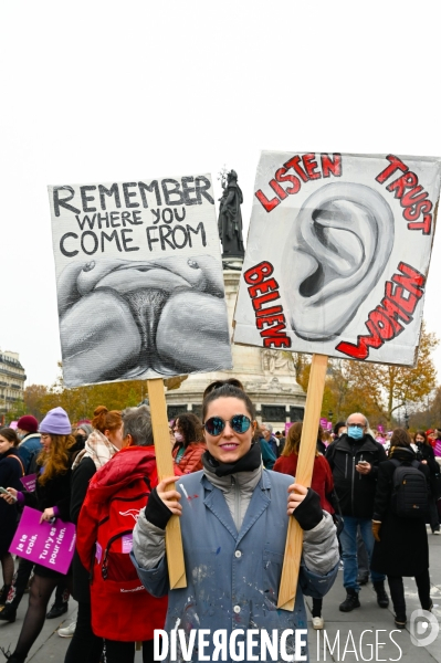 Manifestation contre les violences sexistes et sexuelles, à Paris le 20 novembre 2021. International women sday in Paris.