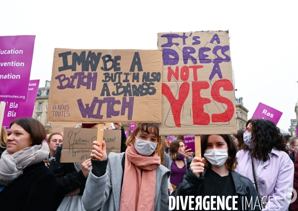 Manifestation contre les violences sexistes et sexuelles, à Paris le 20 novembre 2021. International women sday in Paris.