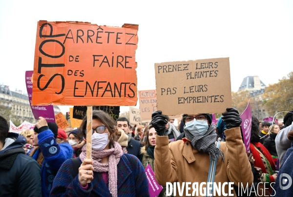 Manifestation contre les violences sexistes et sexuelles, à Paris le 20 novembre 2021. International women sday in Paris.