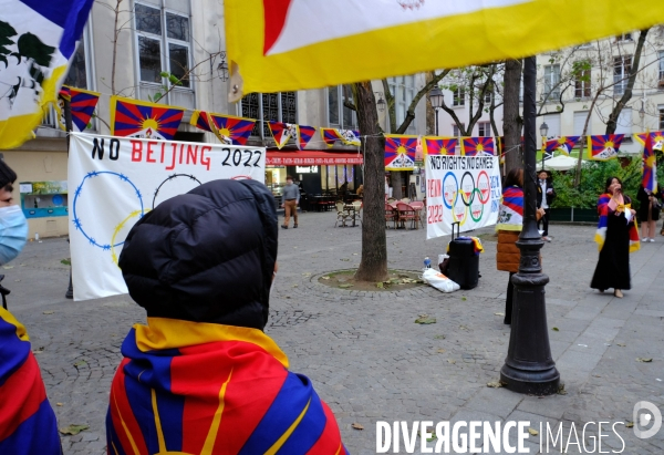 Manifestation de tibetains contre la tenue des JO d  hiver à Pekin en 2022