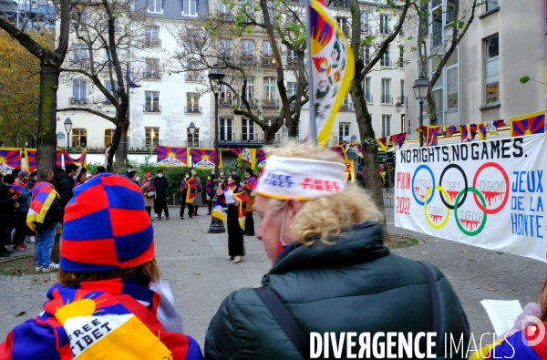 Manifestation de tibetains contre la tenue des JO d  hiver à Pekin en 2022