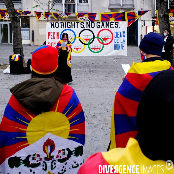 Manifestation de tibetains contre la tenue des JO d  hiver à Pekin en 2022