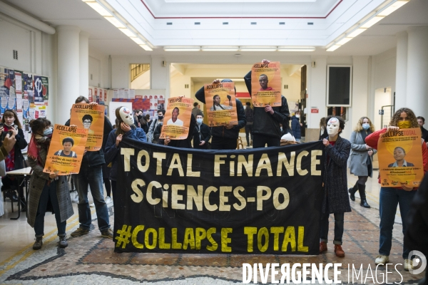 Action de exctinction rebellion a sciences po contre le partenariat etabli avec total.