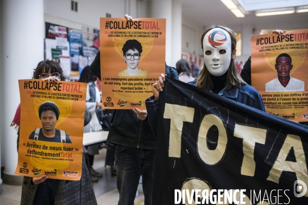 Action de exctinction rebellion a sciences po contre le partenariat etabli avec total.