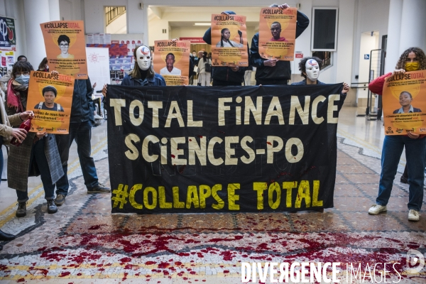 Action de exctinction rebellion a sciences po contre le partenariat etabli avec total.