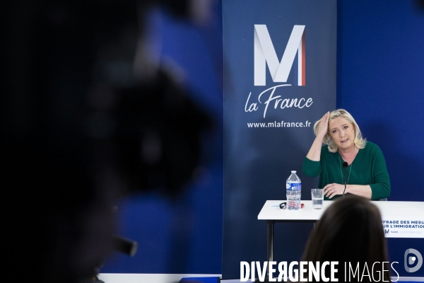 Conférence de presse de Marine Le PEN sur le chiffrage de ses mesures sur l iimmigration.