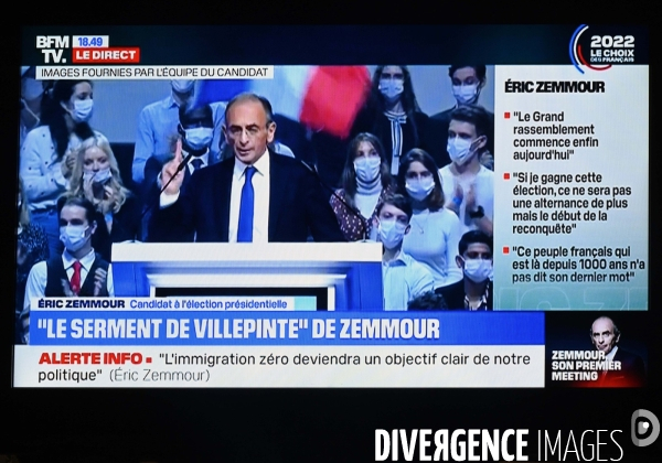 Retransmission du 1er meeting d Eric Zemmour, en direct sur BFM tv